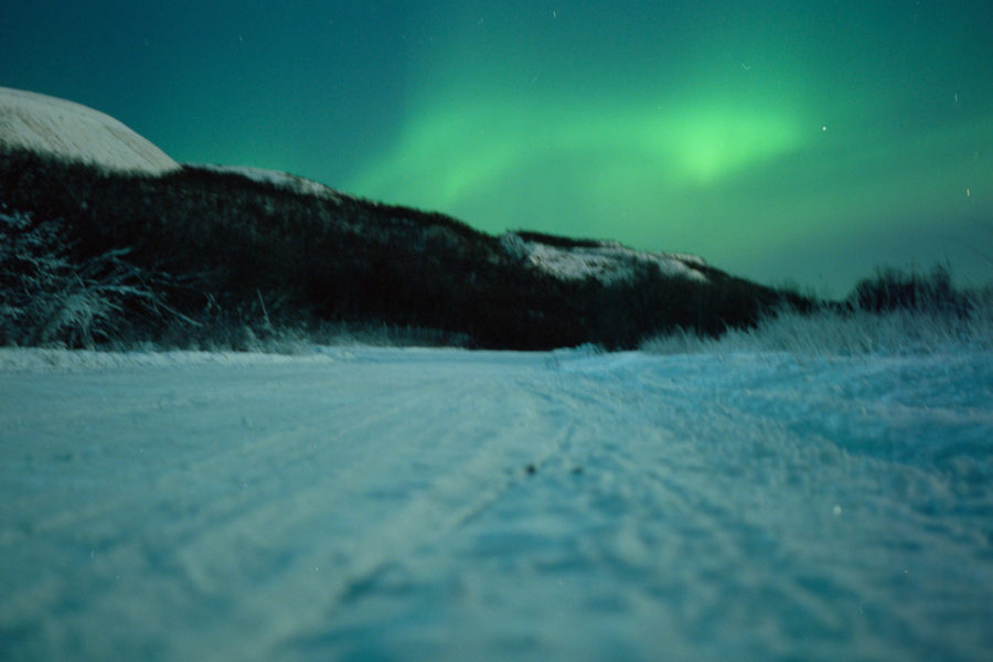 Une aurore boréale à Kiruna, en Laponie dans le nord de la Suède